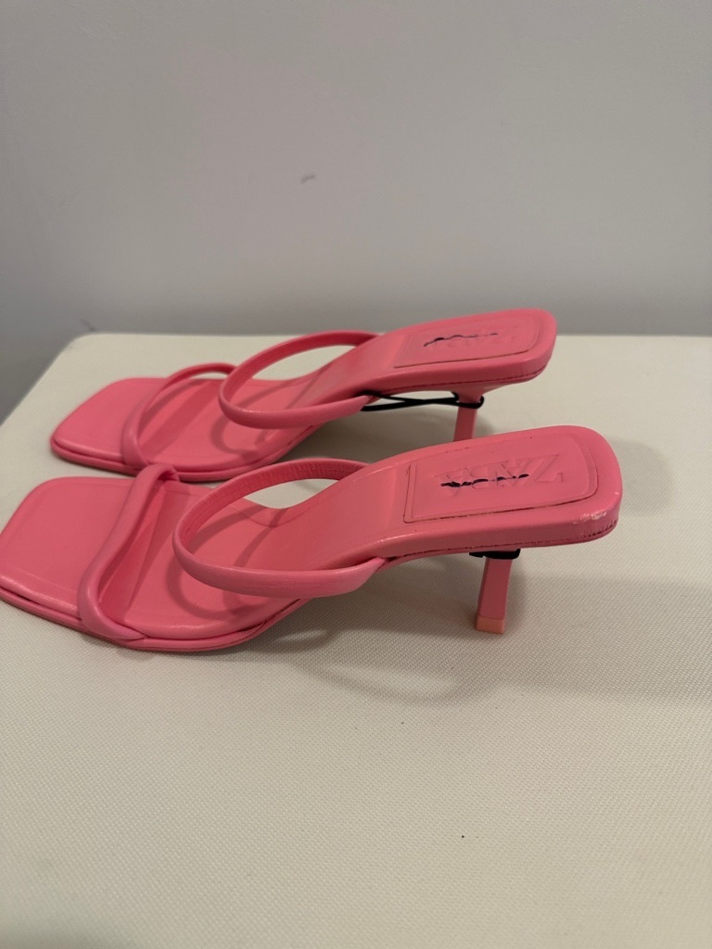 Zara Strappy Square-Toe Kitten Heel Sandals - Picture 8 of 9